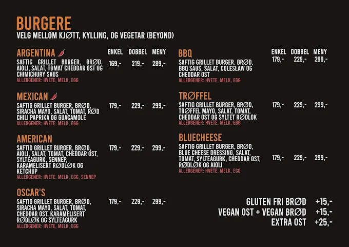 American Burgers — burgers menu
